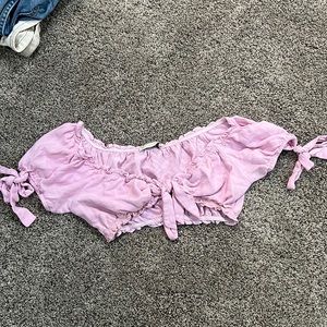 pink very cropped tie front top size small from o.vianca